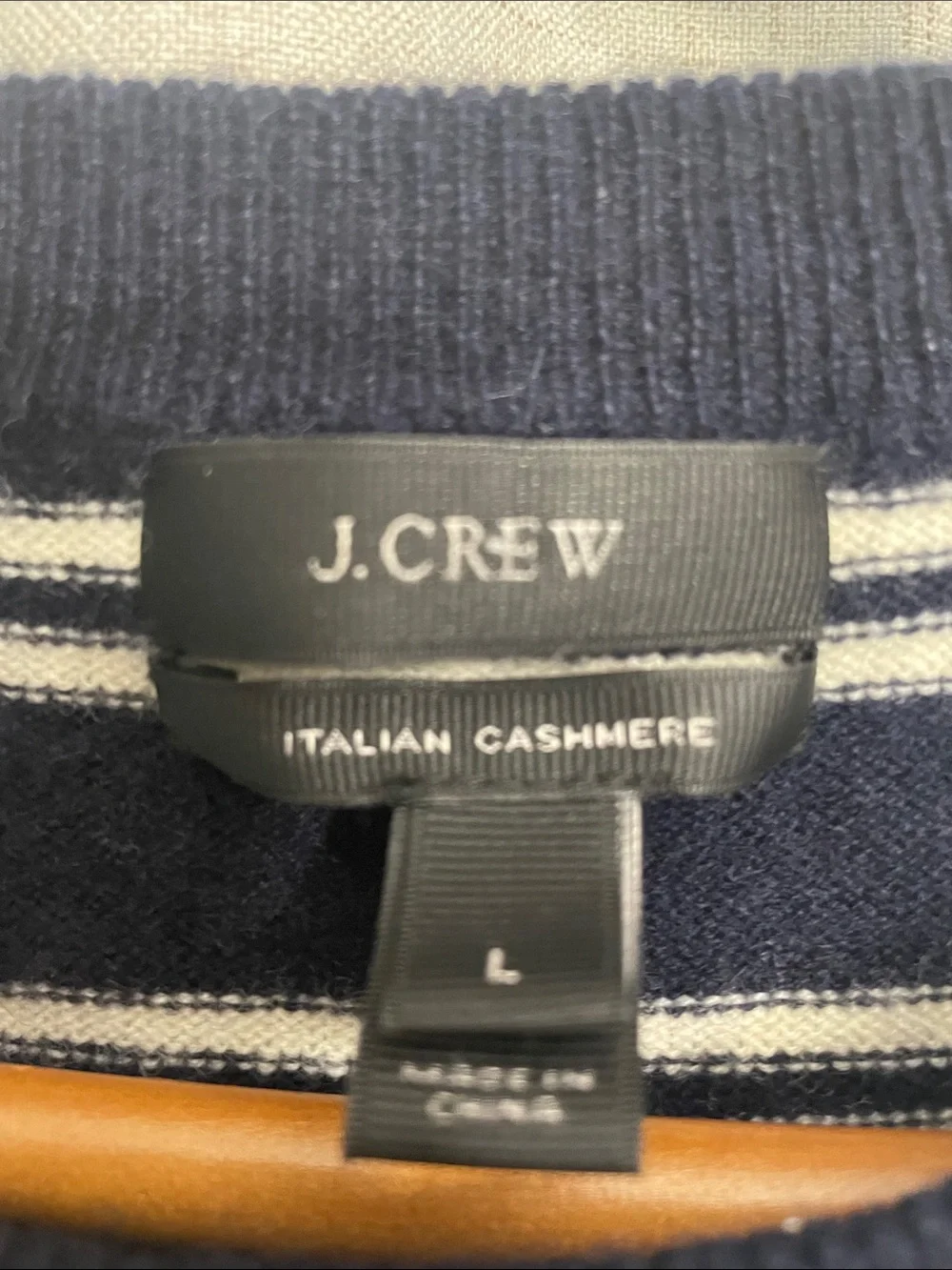 J. Crew Navy and White Striped Crewneck Sweater